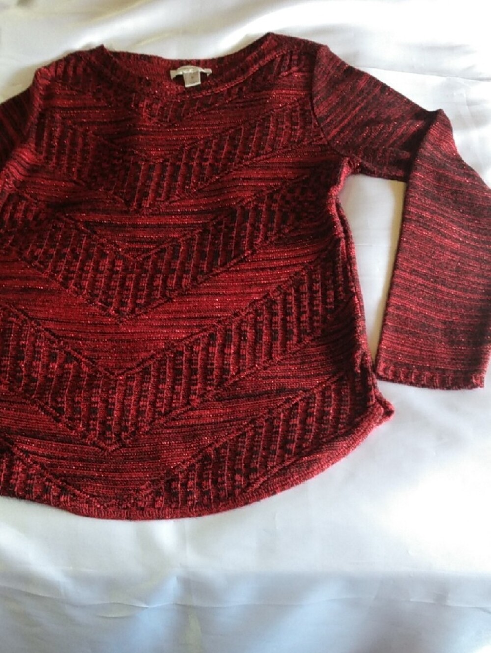 Christopher & Banks Red Metallic Shimmering Sweater Top- Women's XL